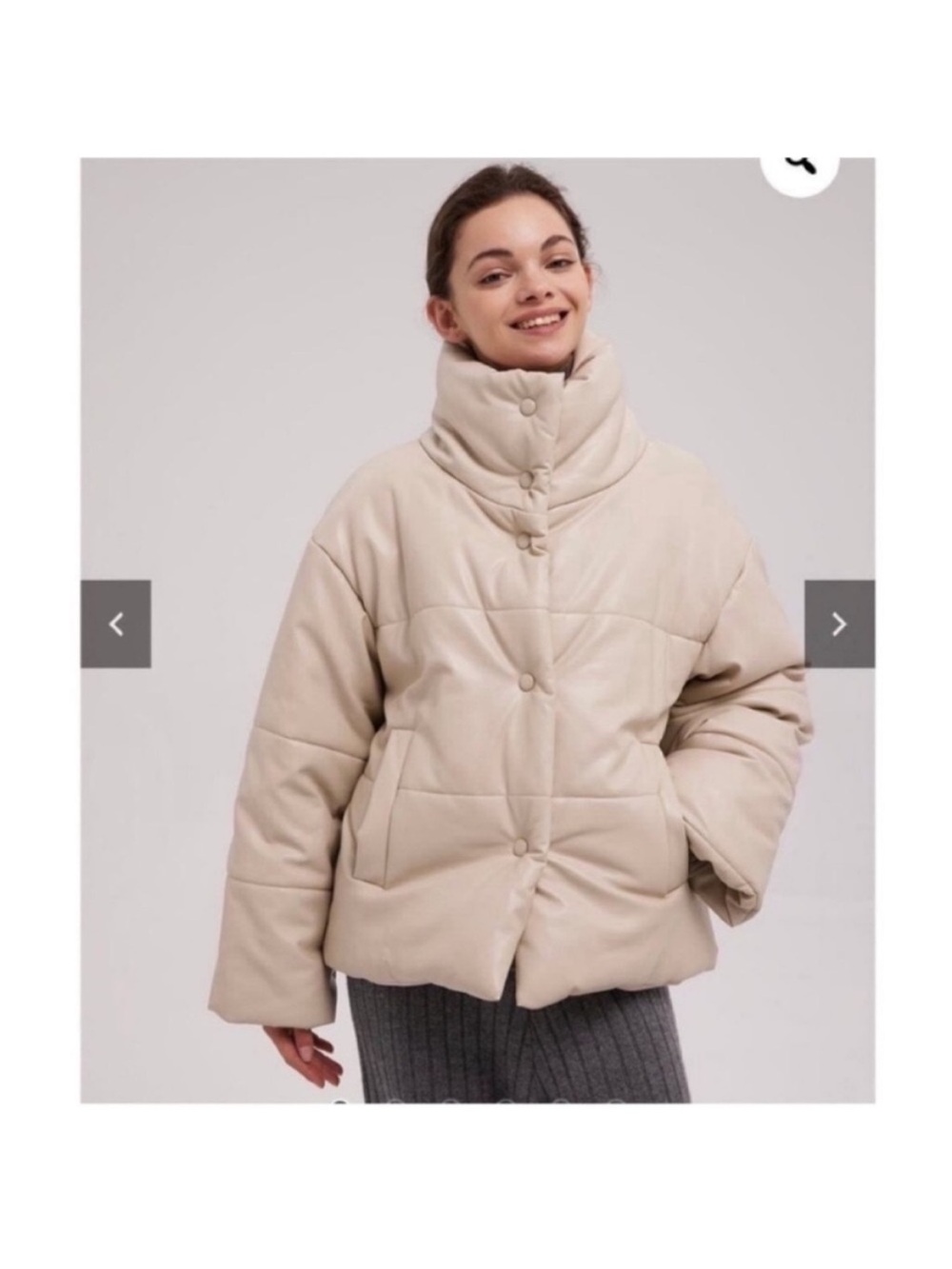 Silk Maison versatile quilted faux leather puffer jacket NWT neutral